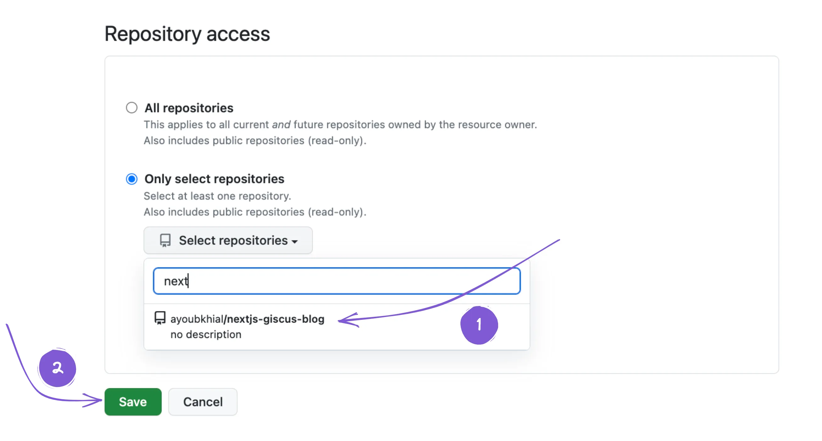 Giscus app repository access in GitHub Marketplace