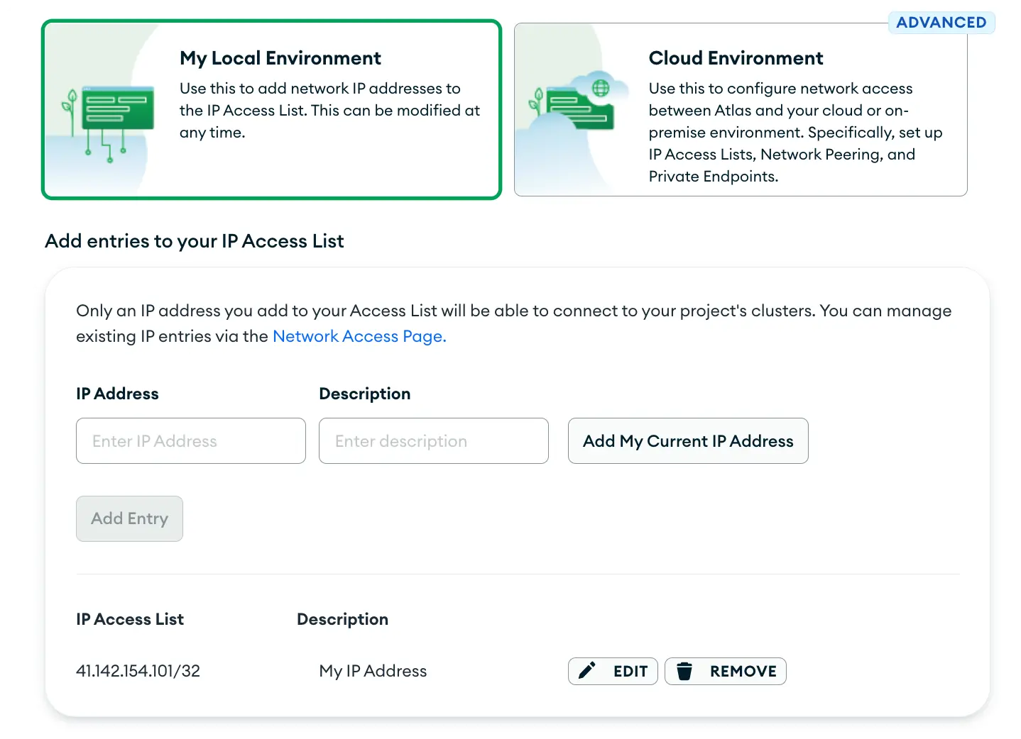 MongoDB Atlas - Setup cluster IP Access List