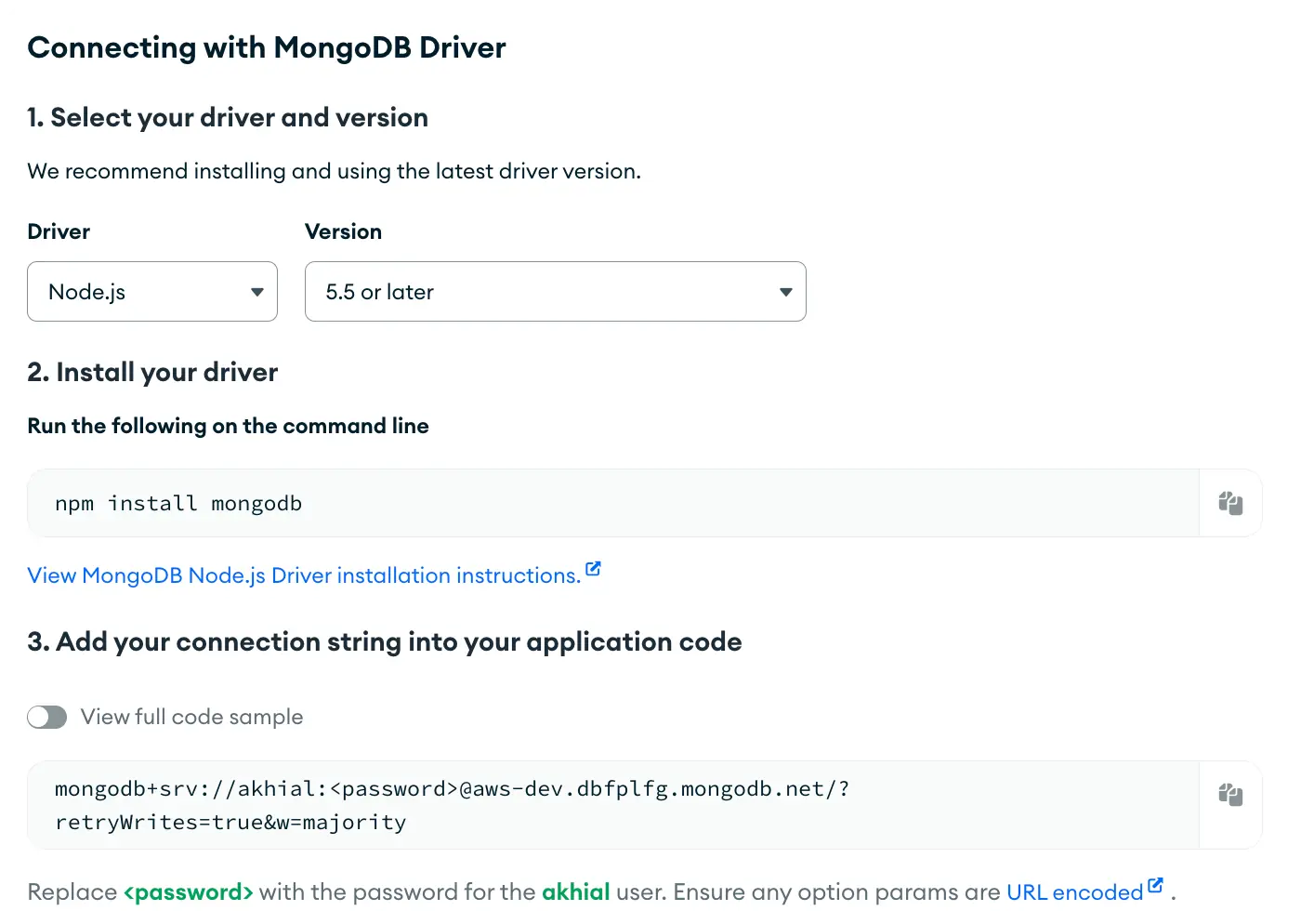 MongoDB Atlas - Connecting with MongoDB Driver