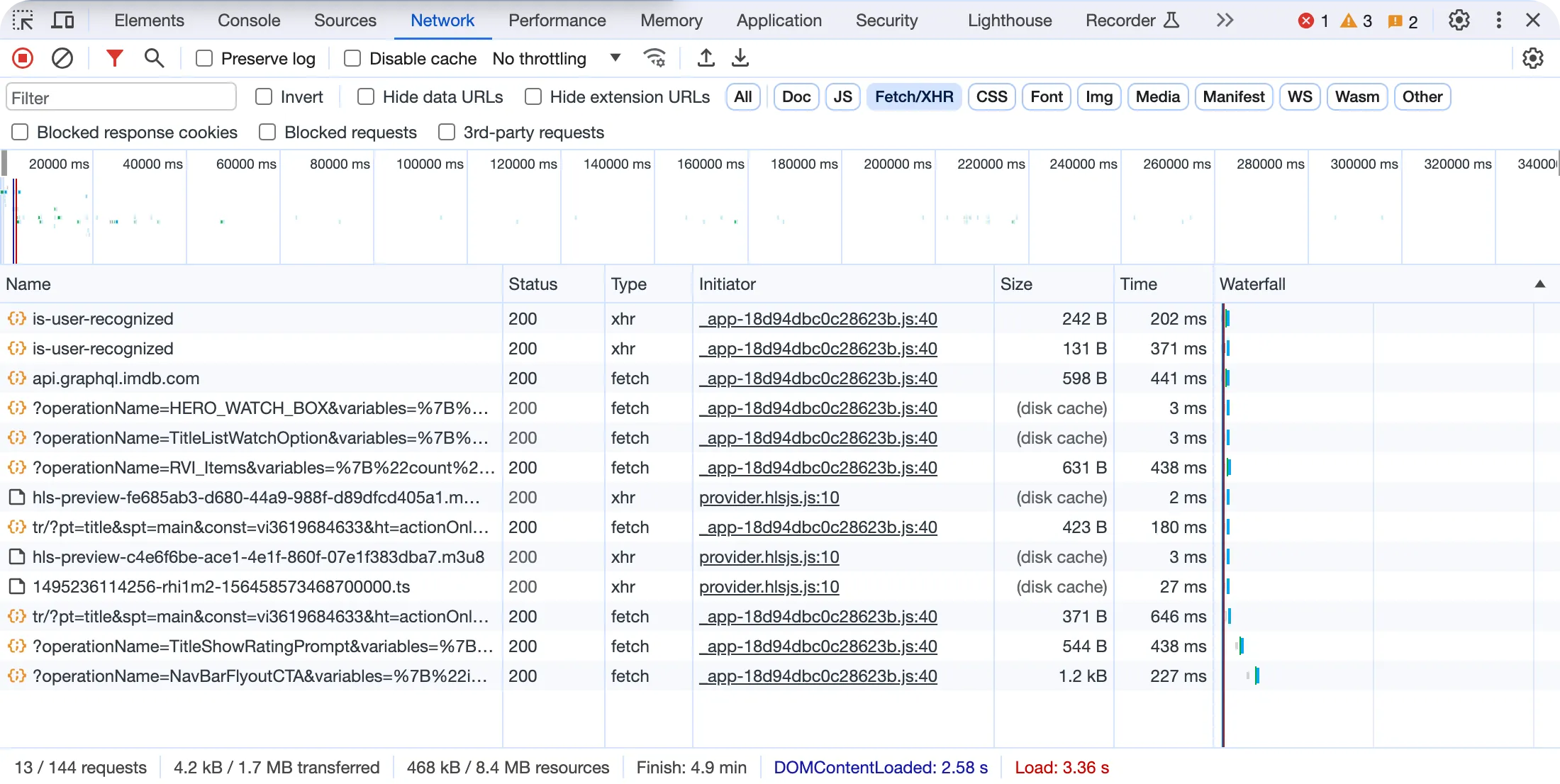 Google Chrome Network Tab - HTTP API Request