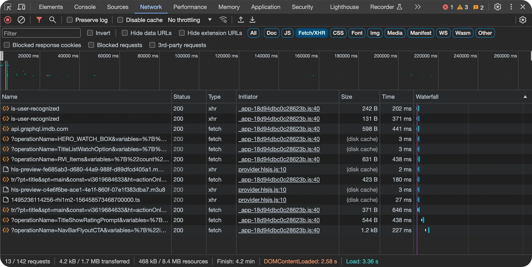 Google Chrome Network Tab - HTTP API Request